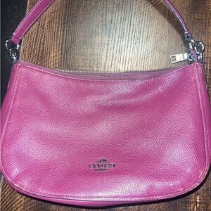 Coach Pebbled Leather Shoulder Bag in Magenta